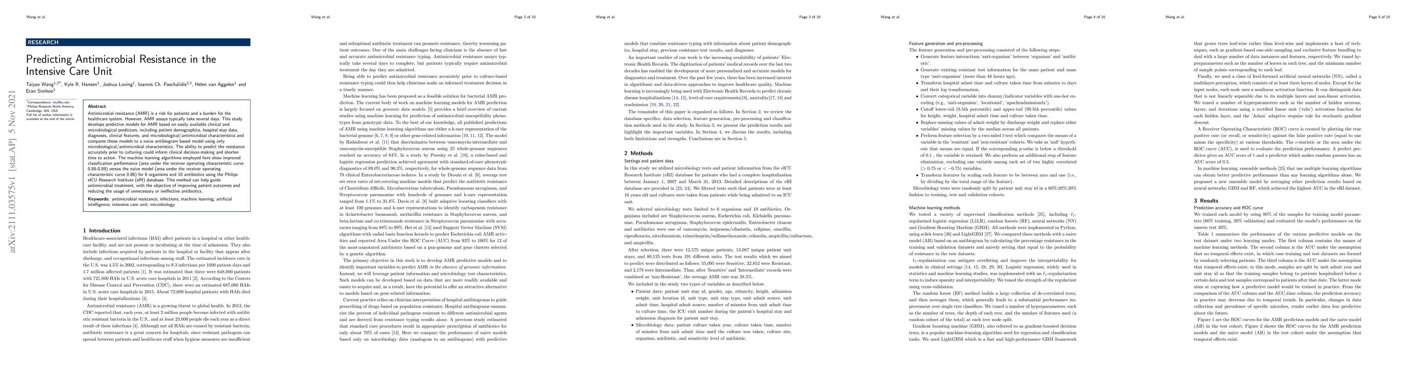 Thumbnail for Predicting Antimicrobial Resistance in the Intensive Care Unit