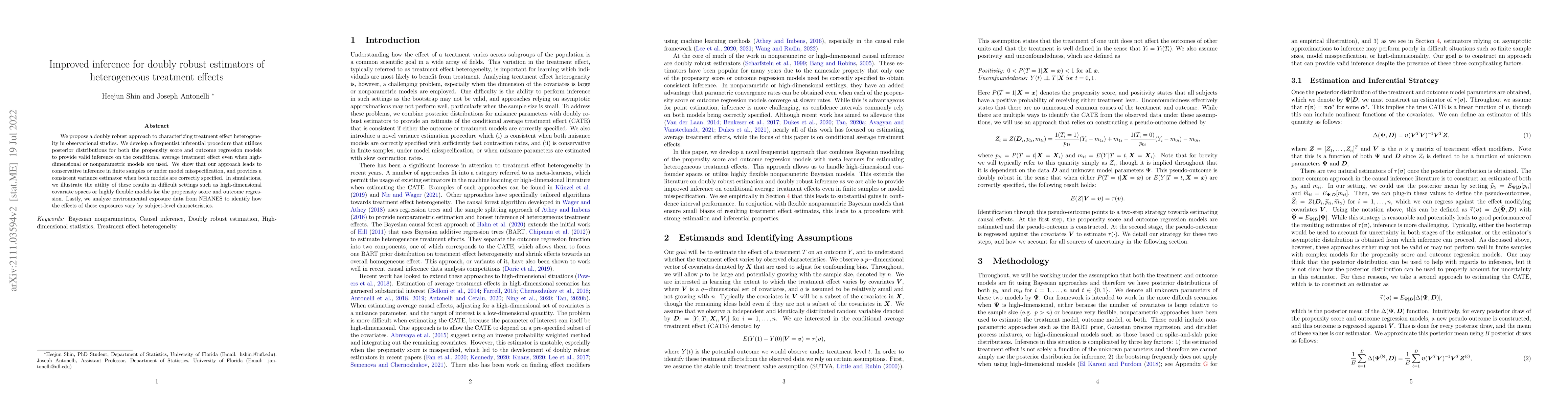 Thumbnail for Improved inference for doubly robust estimators of heterogeneous
  treatment effects