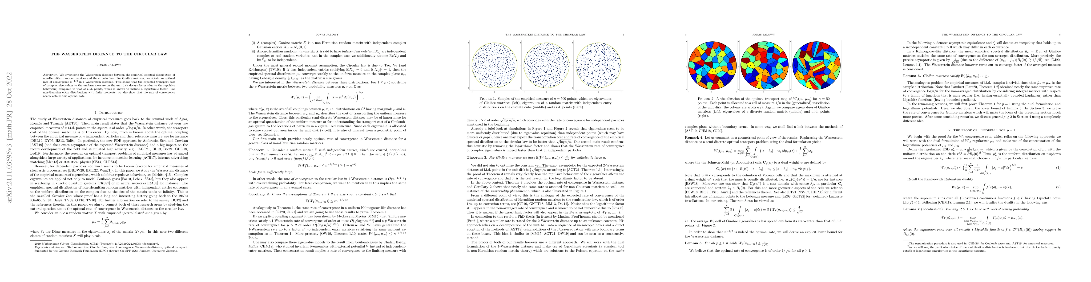 Thumbnail for The Wasserstein distance to the Circular Law