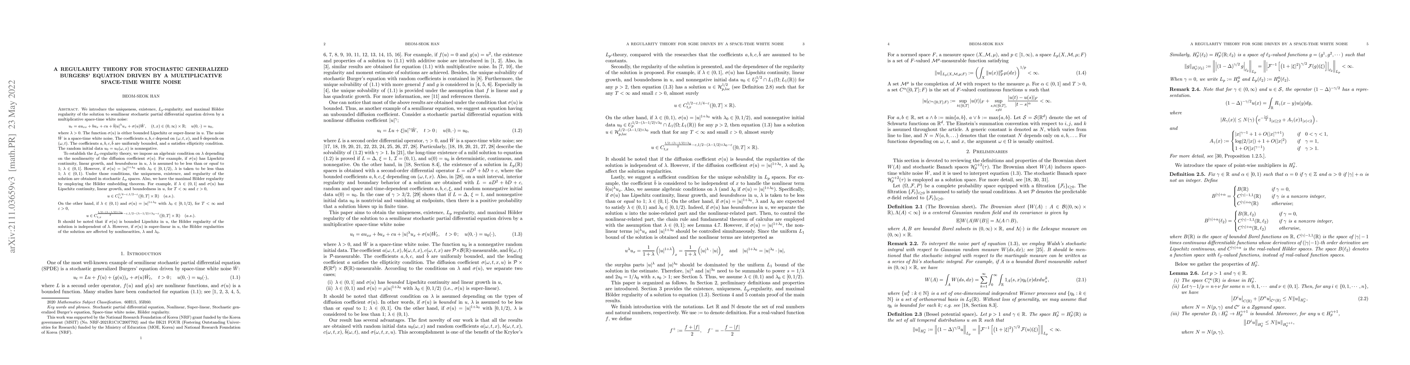 Thumbnail for A regularity theory for stochastic generalized Burgers' equation driven
  by a multiplicative space-time white noise