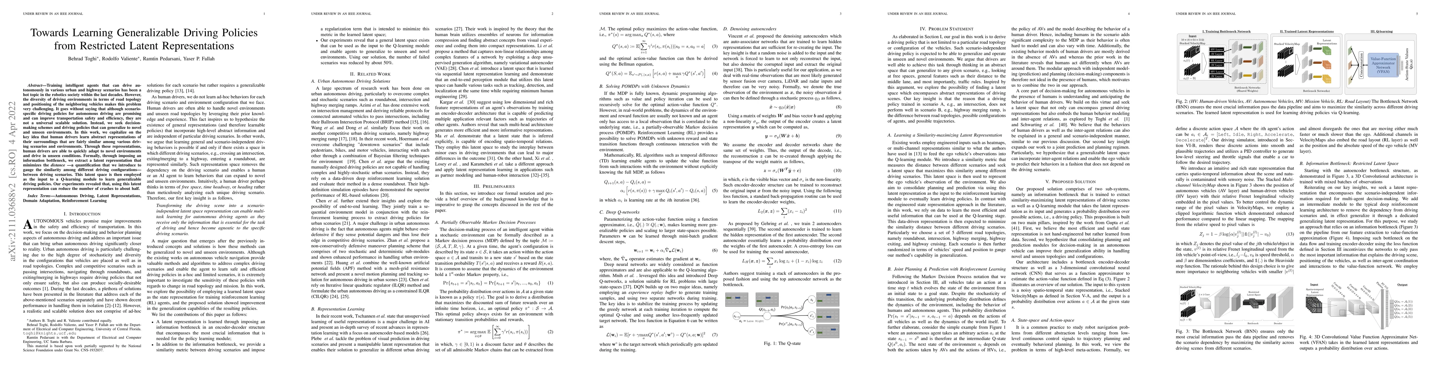 Thumbnail for Towards Learning Generalizable Driving Policies from Restricted Latent
  Representations
