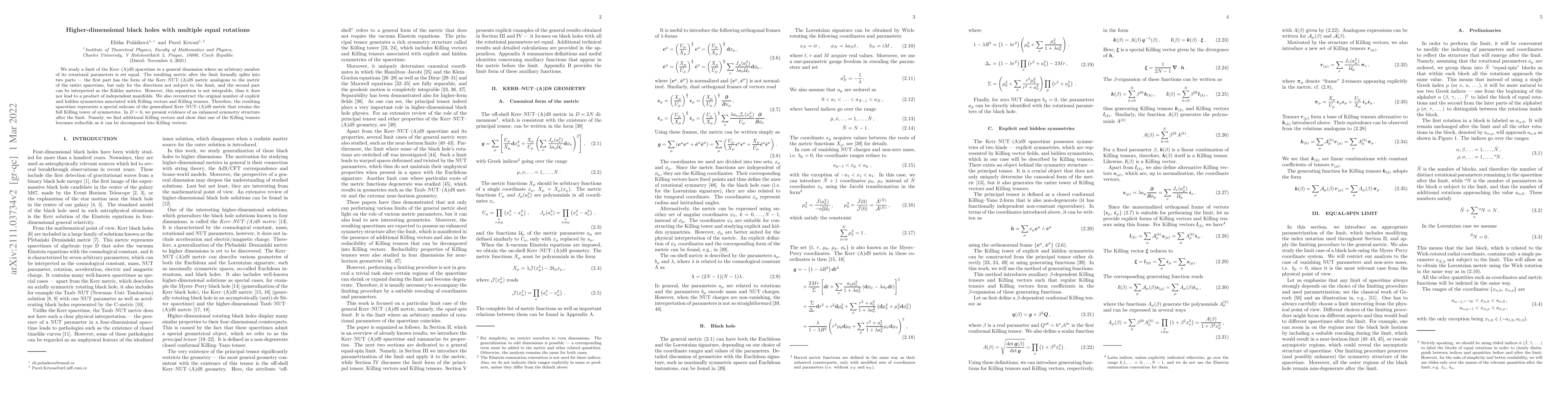 Thumbnail for Higher-dimensional black holes with multiple equal rotations