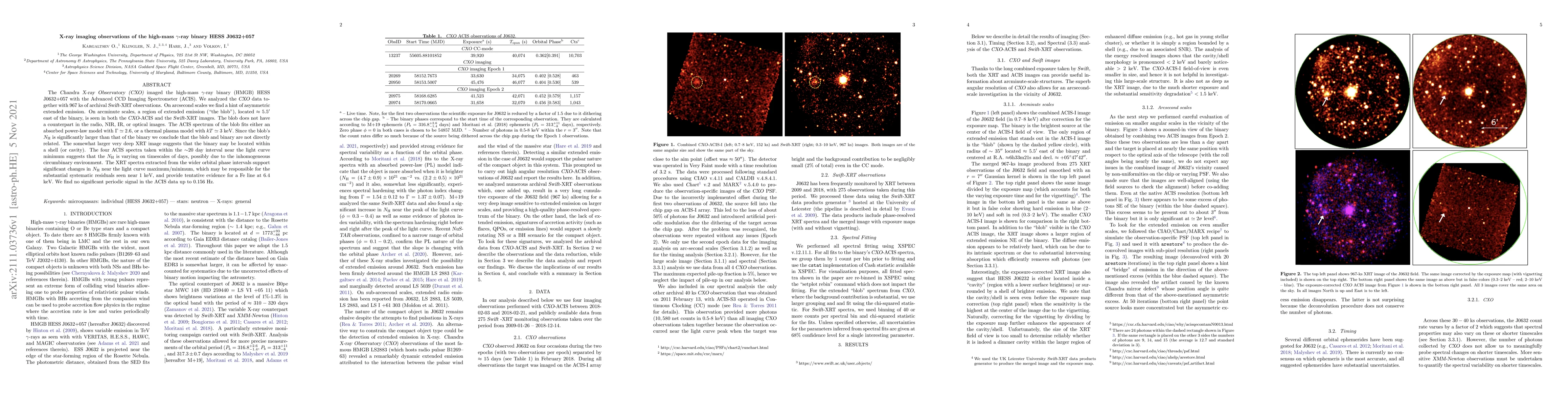 Thumbnail for X-ray imaging observations of the high-mass gamma-ray binary HESS
  J0632+057