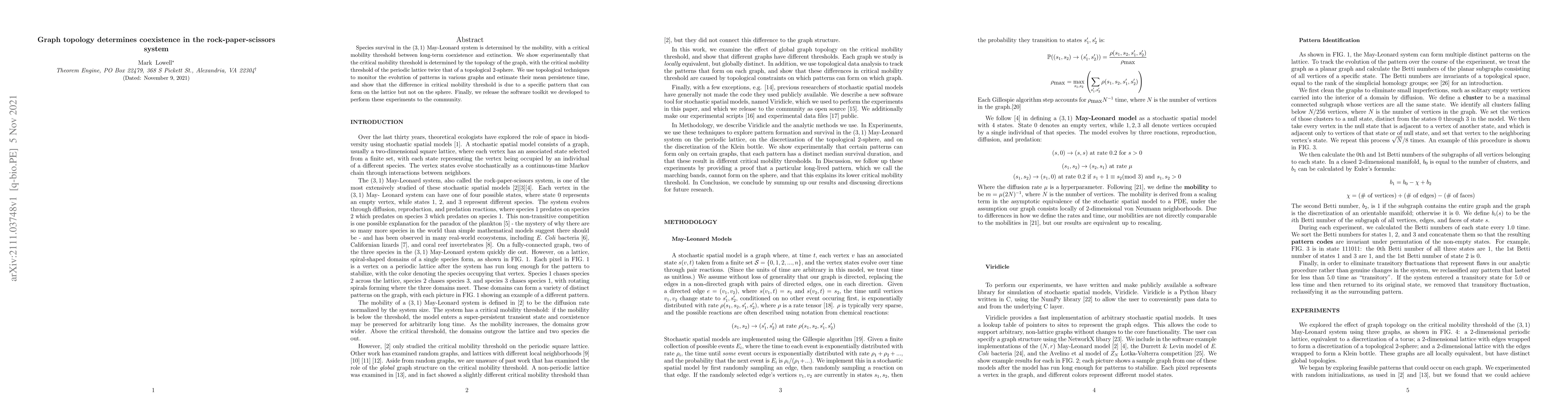 Thumbnail for Graph topology determines coexistence in the rock-paper-scissors system