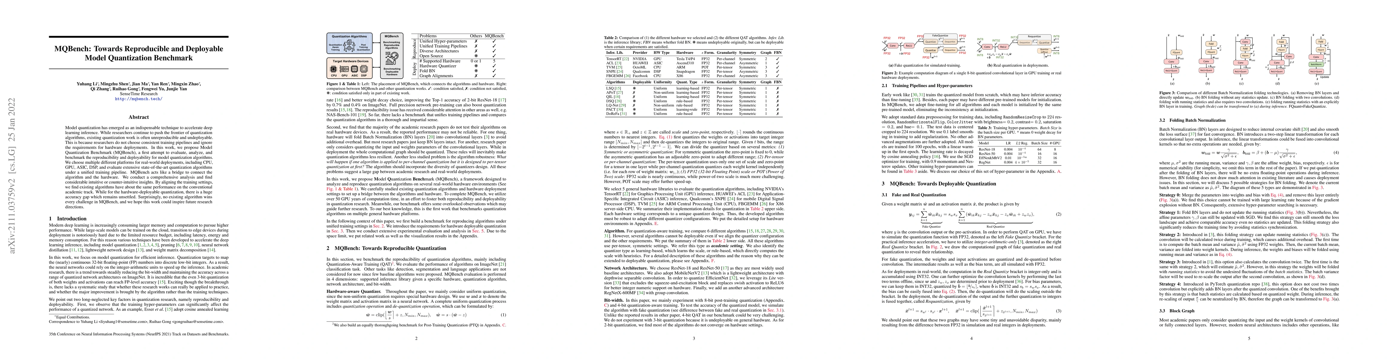 Thumbnail for MQBench: Towards Reproducible and Deployable Model Quantization
  Benchmark