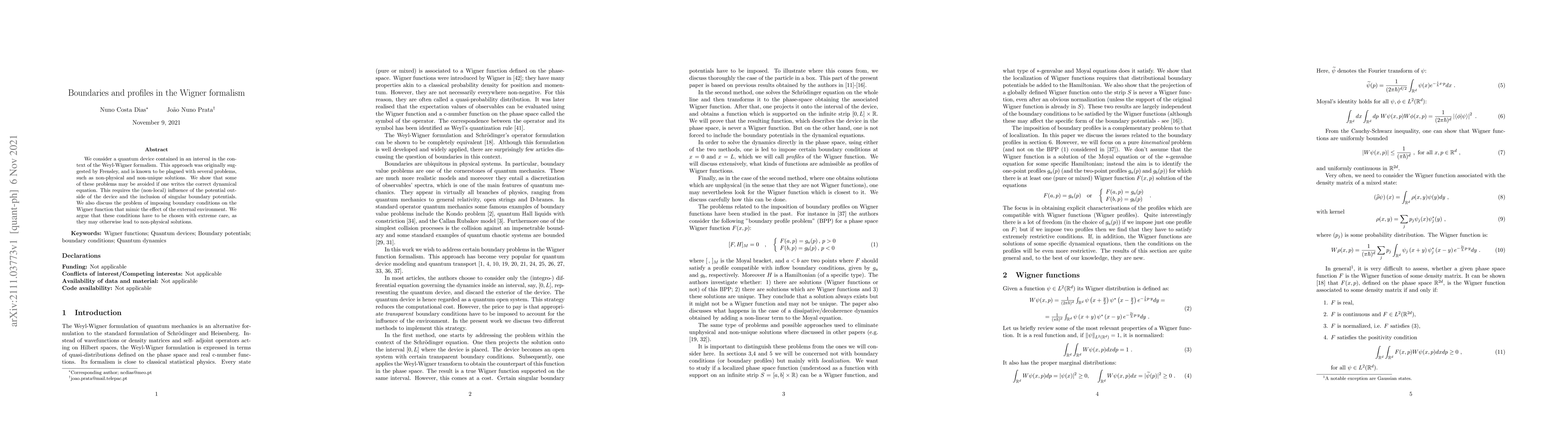 Thumbnail for Boundaries and profiles in the Wigner formalism