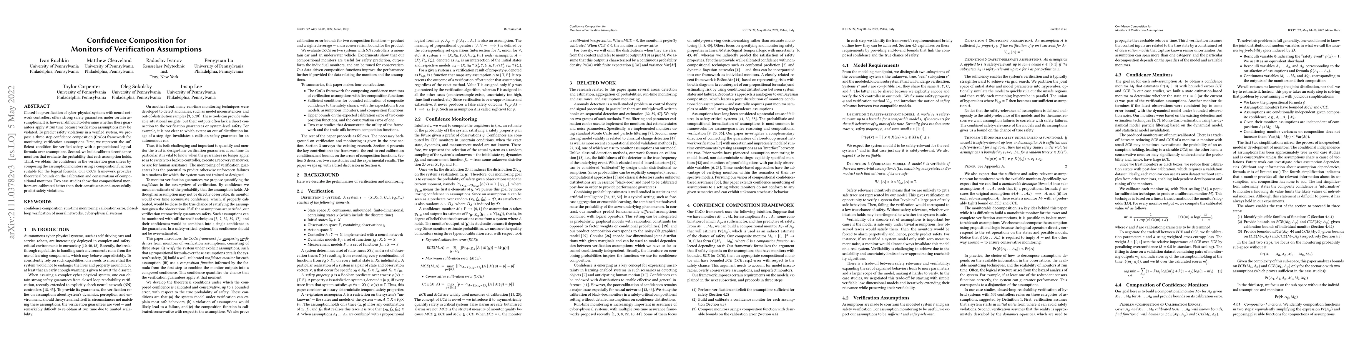 Thumbnail for Confidence Composition for Monitors of Verification Assumptions