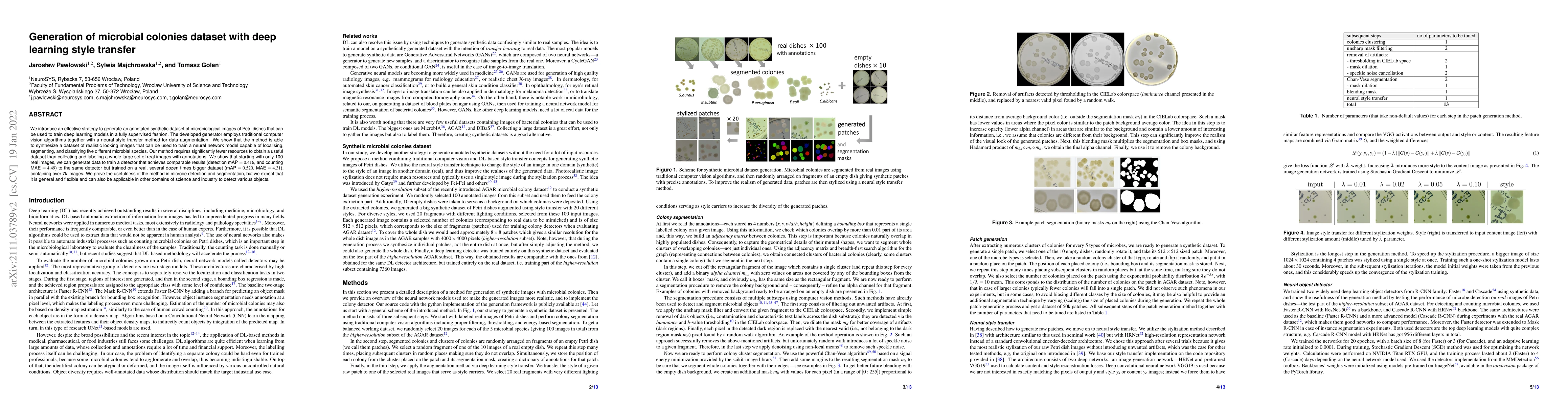 Thumbnail for Generation of microbial colonies dataset with deep learning style
  transfer