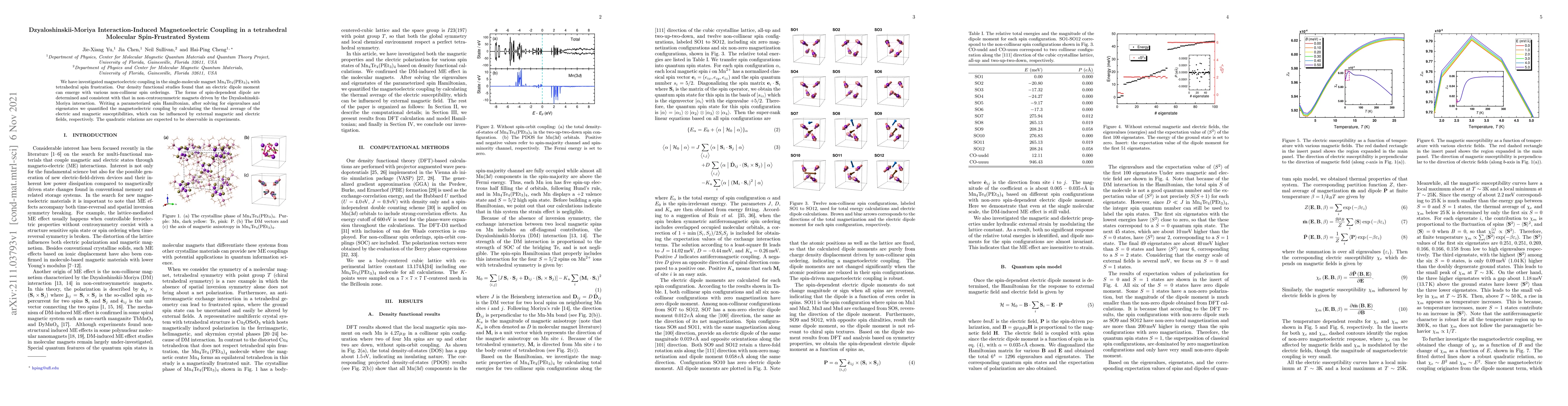 Thumbnail for Dzyaloshinskii-Moriya Interaction-Induced Magnetoelectric Coupling in a
  tetrahedral Molecular Spin-Frustrated System