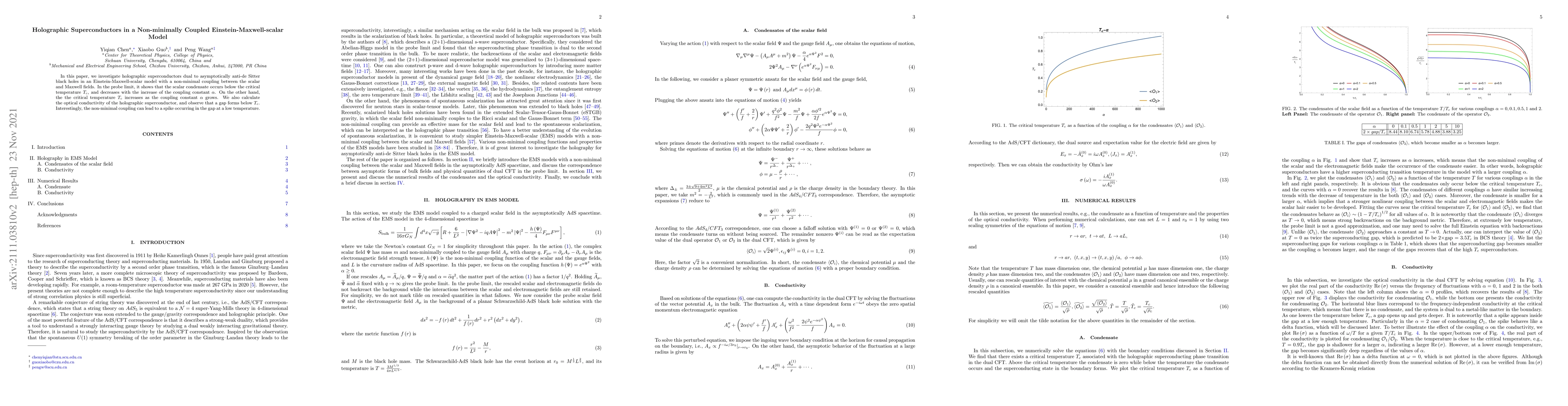 Thumbnail for Holographic Superconductors in a Non-minimally Coupled
  Einstein-Maxwell-scalar Model
