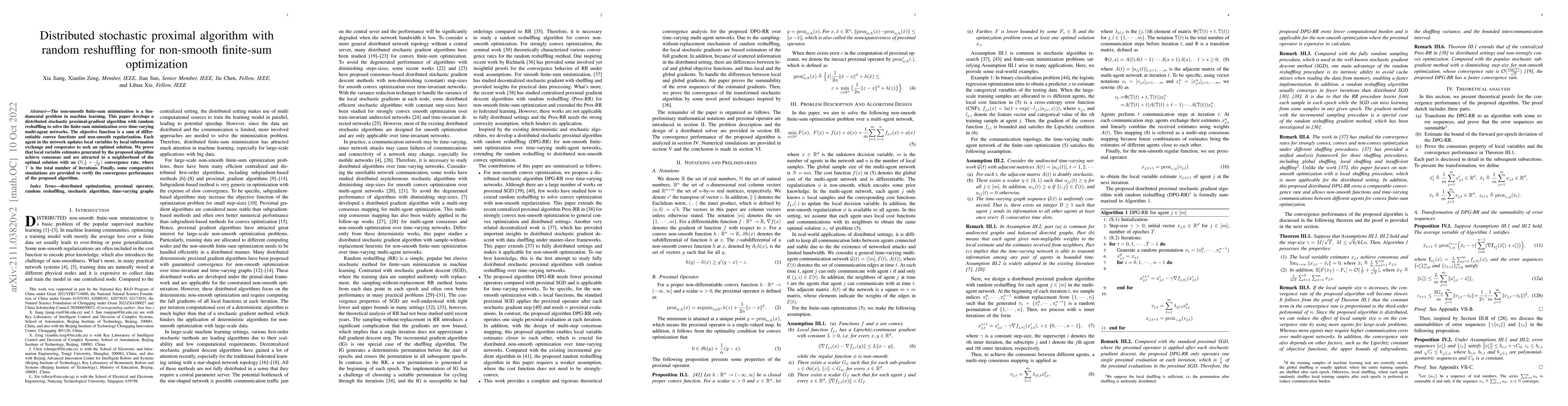 Thumbnail for Distributed stochastic proximal algorithm with random reshuffling for
  non-smooth finite-sum optimization