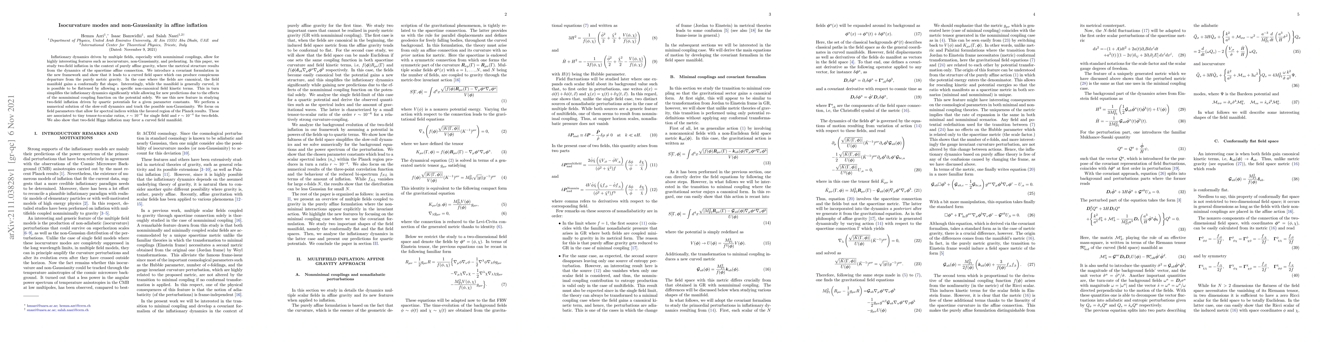 Thumbnail for Isocurvature modes and non-Gaussianity in affine inflation