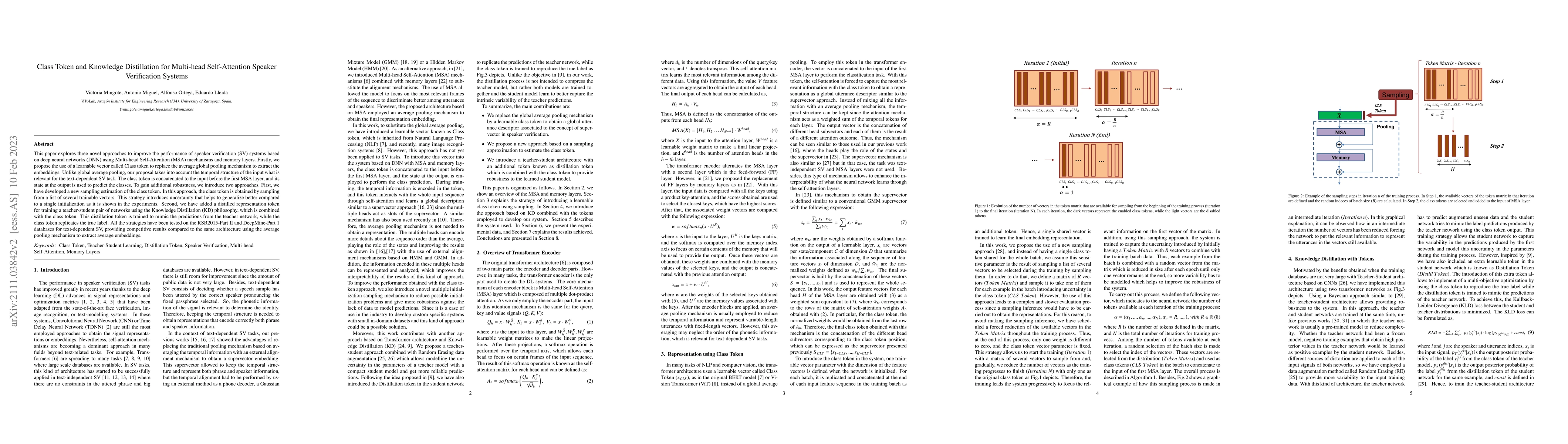 Thumbnail for Class Token and Knowledge Distillation for Multi-head Self-Attention
  Speaker Verification Systems