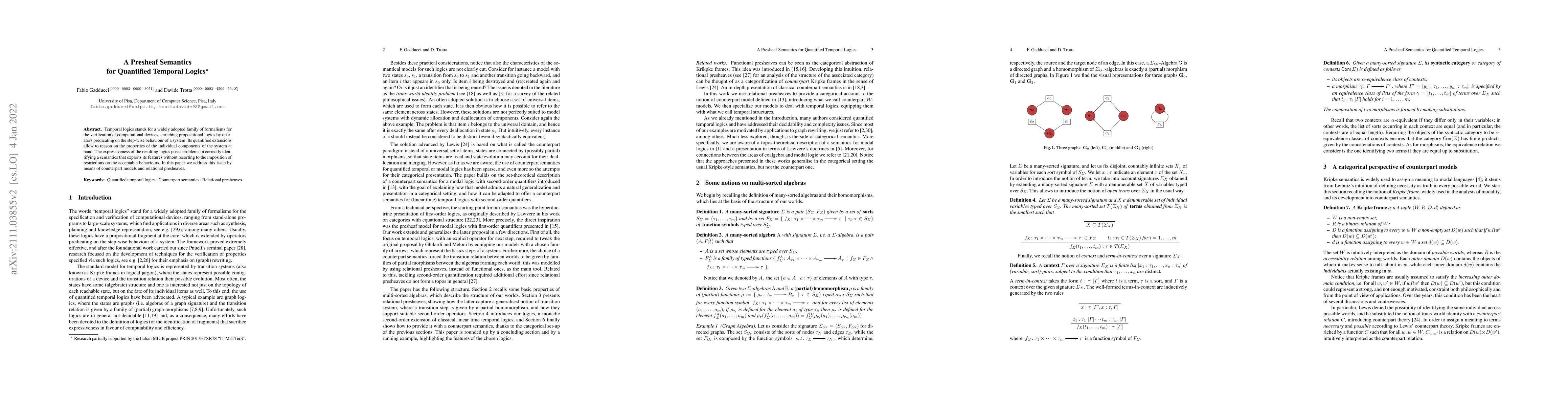 Thumbnail for A Presheaf Semantics for Quantified Temporal Logics