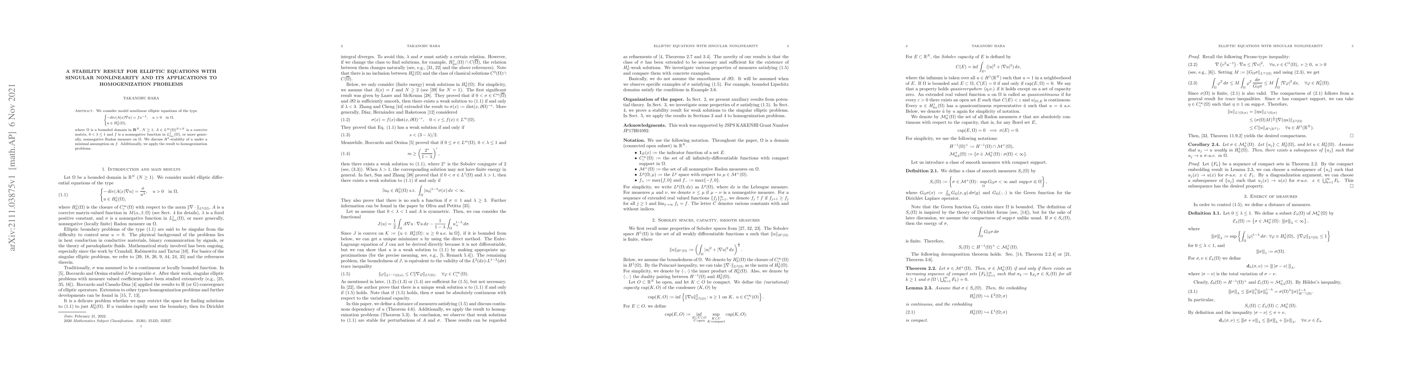 Thumbnail for A stability result for elliptic equations with singular nonlinearity and
  its applications to homogenization problems