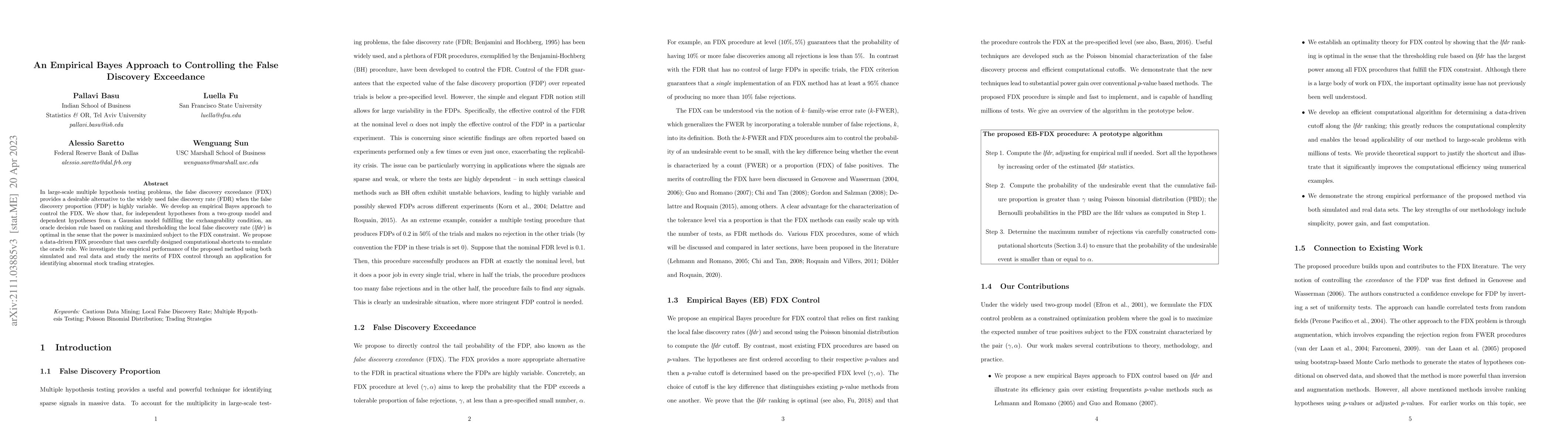 Thumbnail for An Empirical Bayes Approach to Controlling the False Discovery
  Exceedance