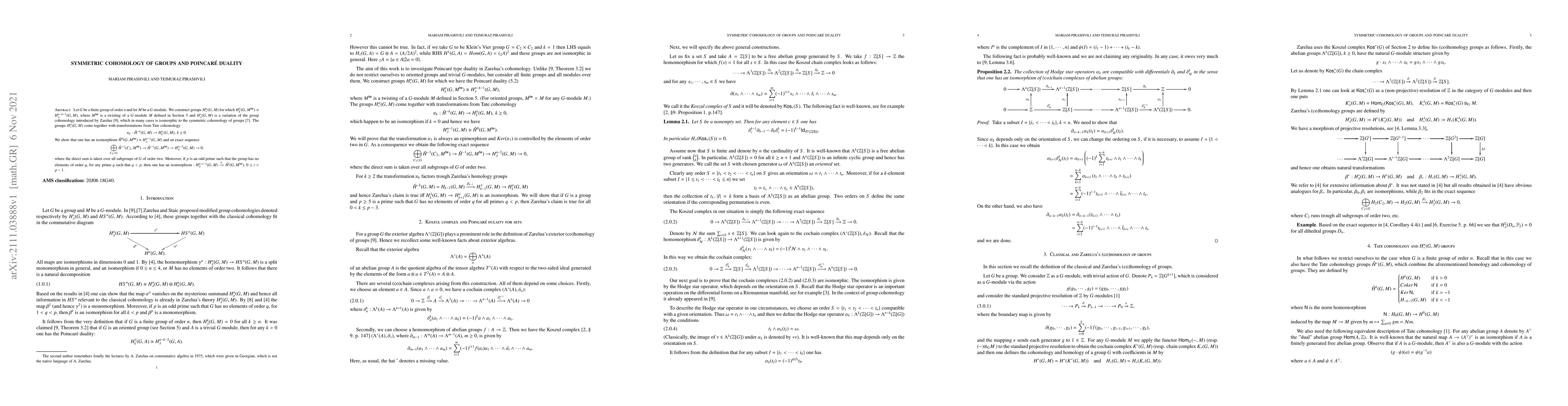 Thumbnail for Symmetric cohomology of groups and Poincar\'e duality