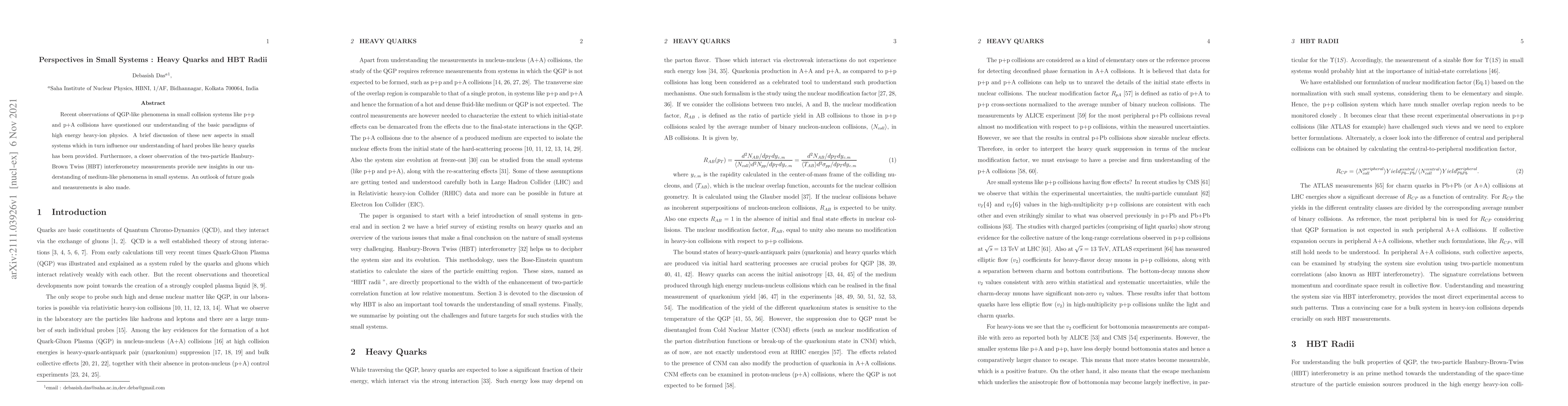 Thumbnail for Perspectives in Small Systems : Heavy Quarks and HBT Radii