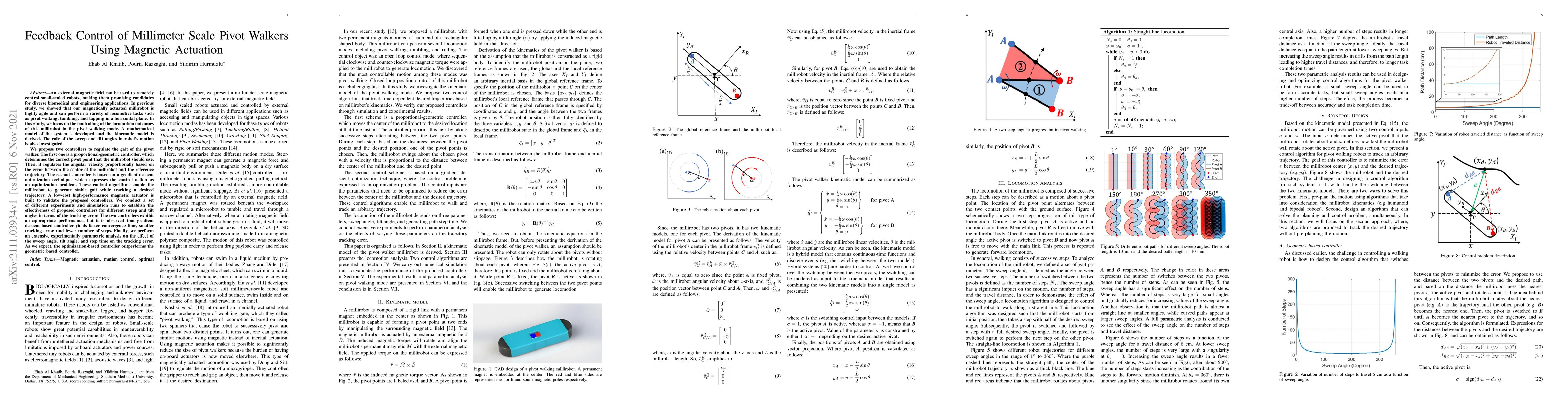 Thumbnail for Feedback Control of Millimeter Scale Pivot Walkers Using Magnetic
  Actuation