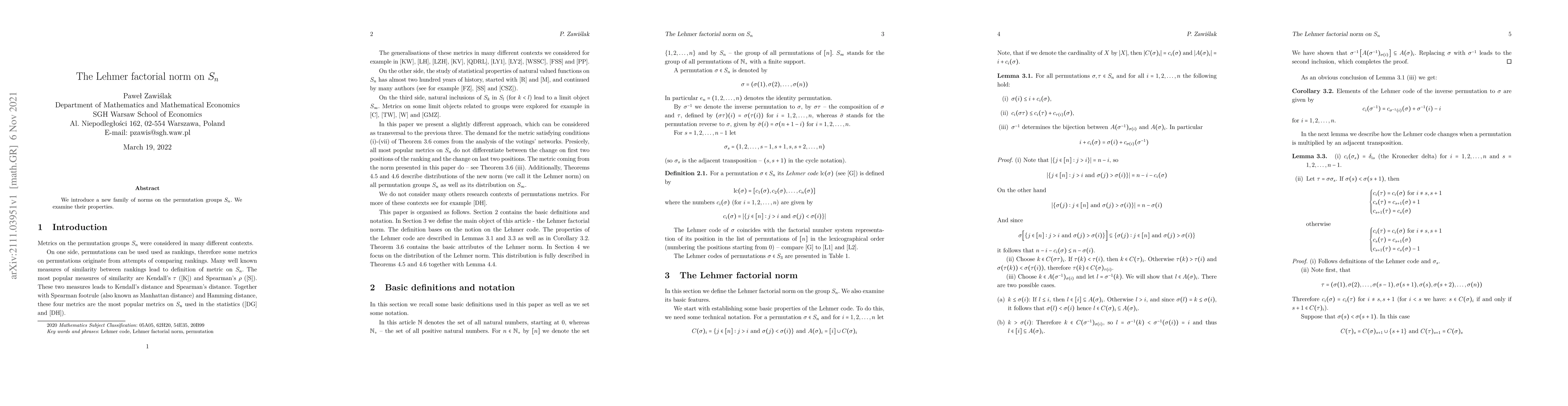 Thumbnail for The Lehmer factorial norm on $S_{n}$