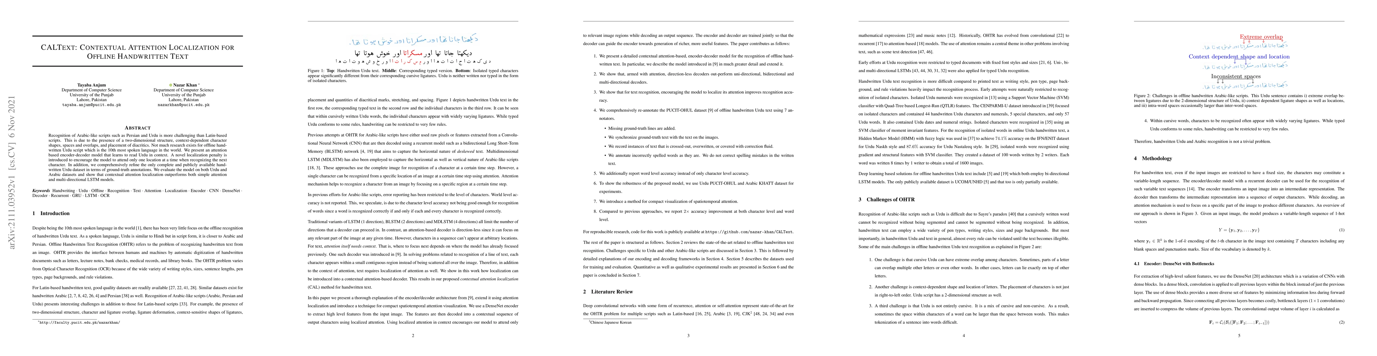 Thumbnail for CALText: Contextual Attention Localization for Offline Handwritten Text