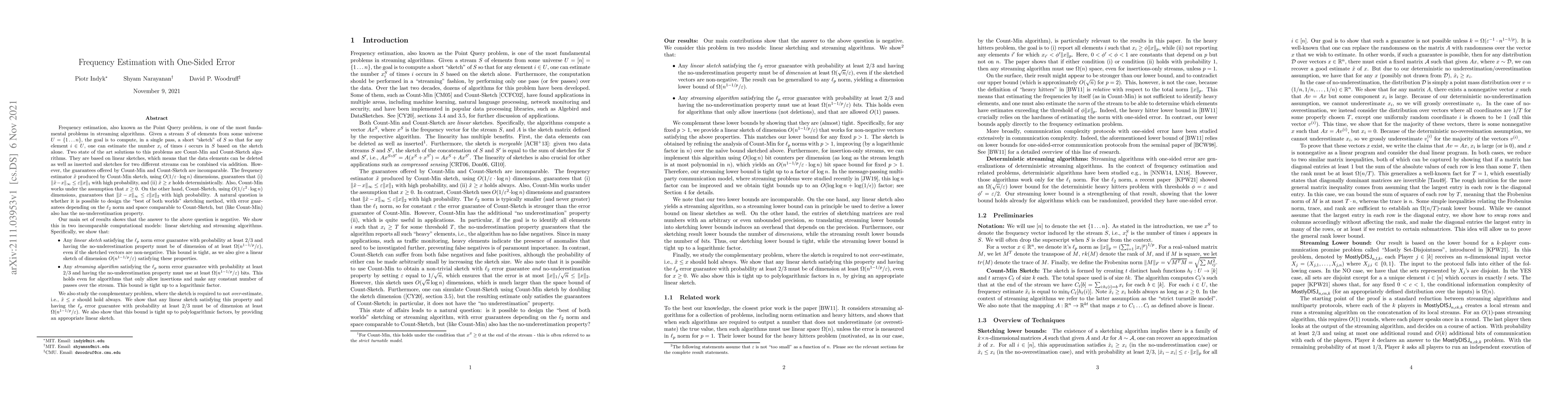 Thumbnail for Frequency Estimation with One-Sided Error