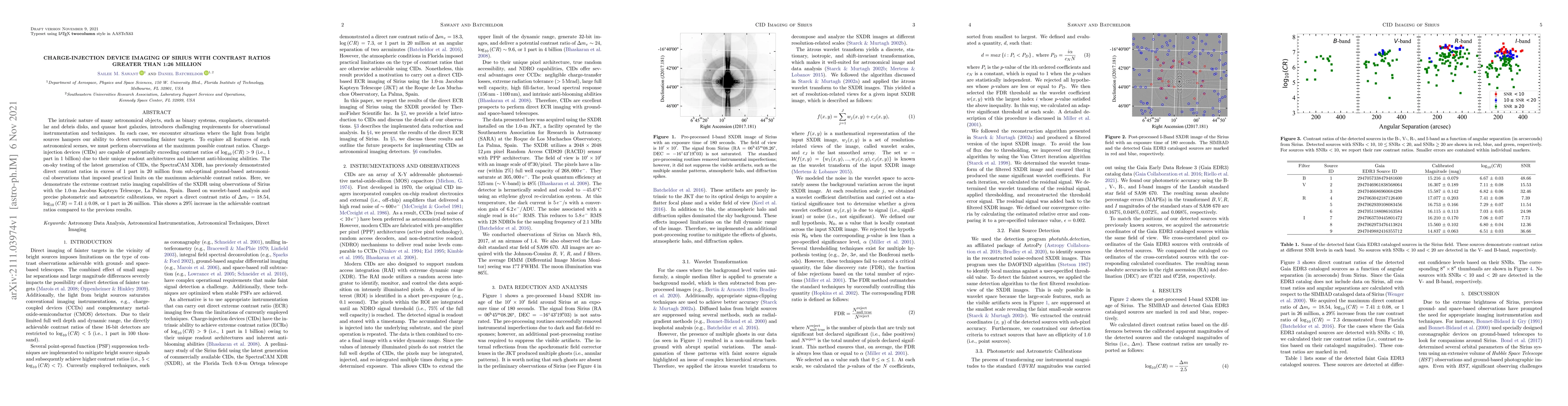 Thumbnail for Charge-Injection Device Imaging of Sirius with Contrast Ratios Greater
  than 1:26 Million