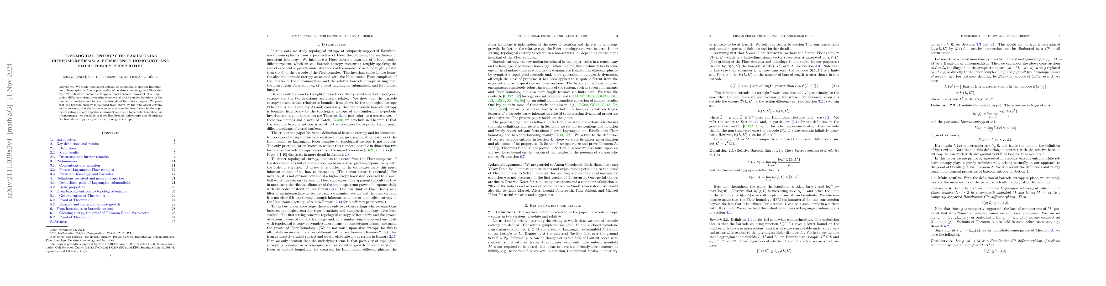 Thumbnail for Topological entropy of Hamiltonian diffeomorphisms: a persistence
  homology and Floer theory perspective
