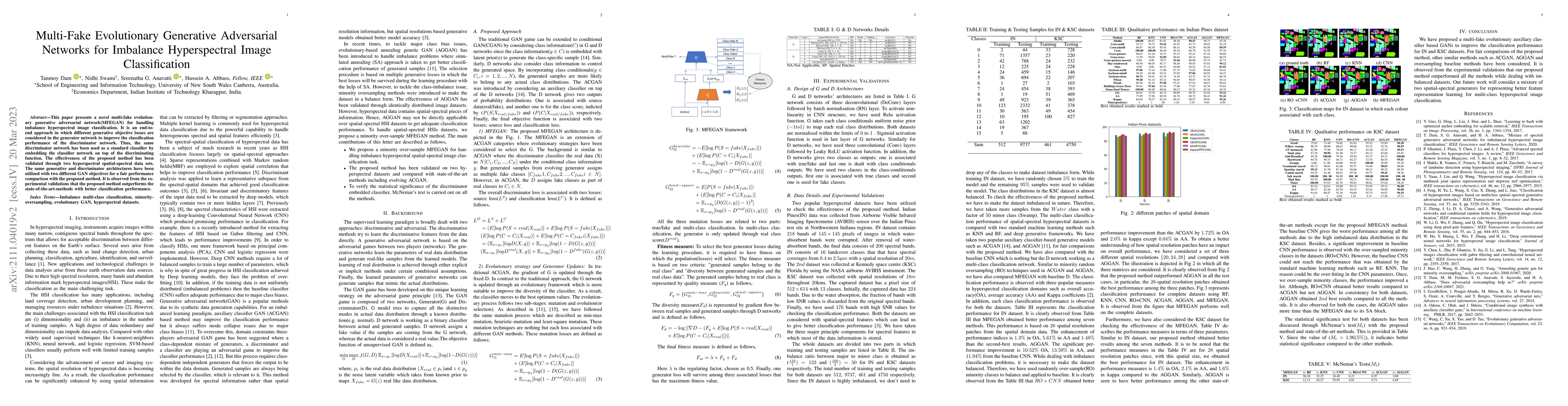 Thumbnail for Multi-Fake Evolutionary Generative Adversarial Networks for Imbalance
  Hyperspectral Image Classification