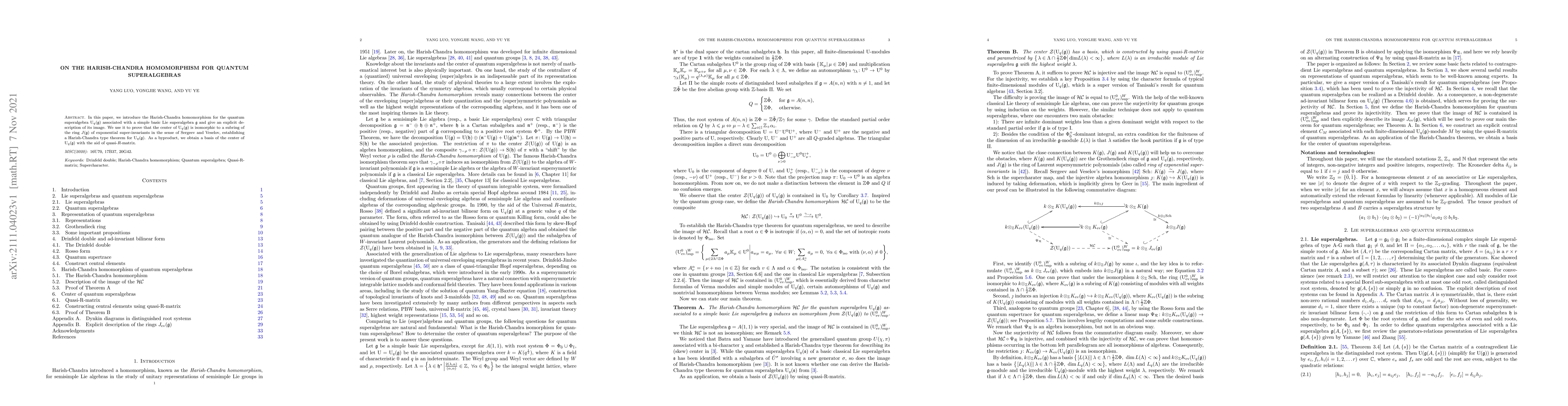 Thumbnail for On the Harish-Chandra Homomorphism for Quantum Superalgebras