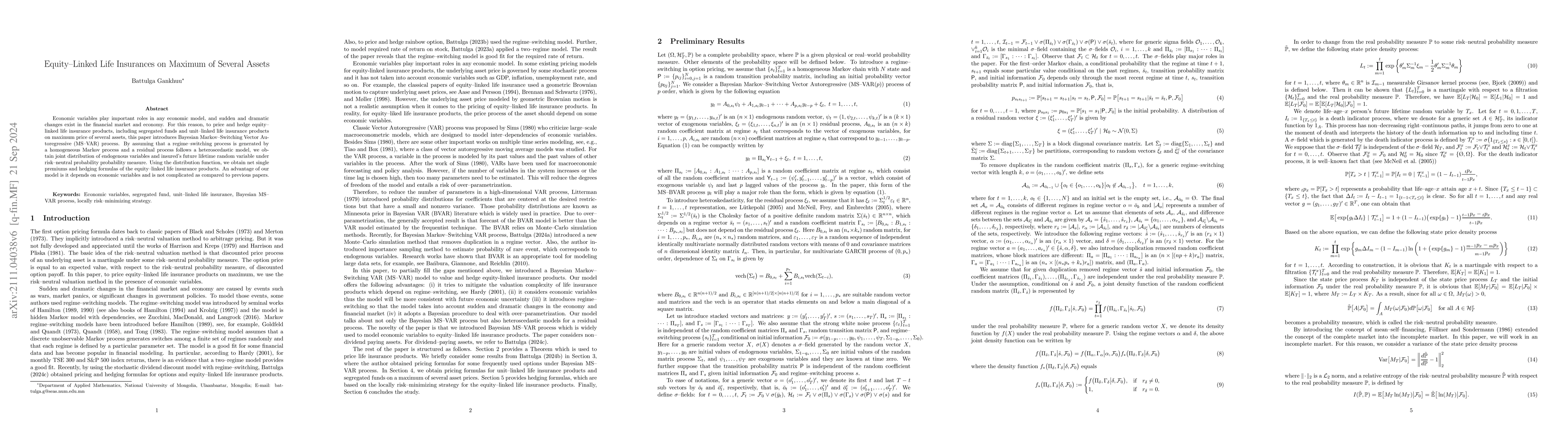Thumbnail for Equity-Linked Life Insurances on Maximum of Several Assets