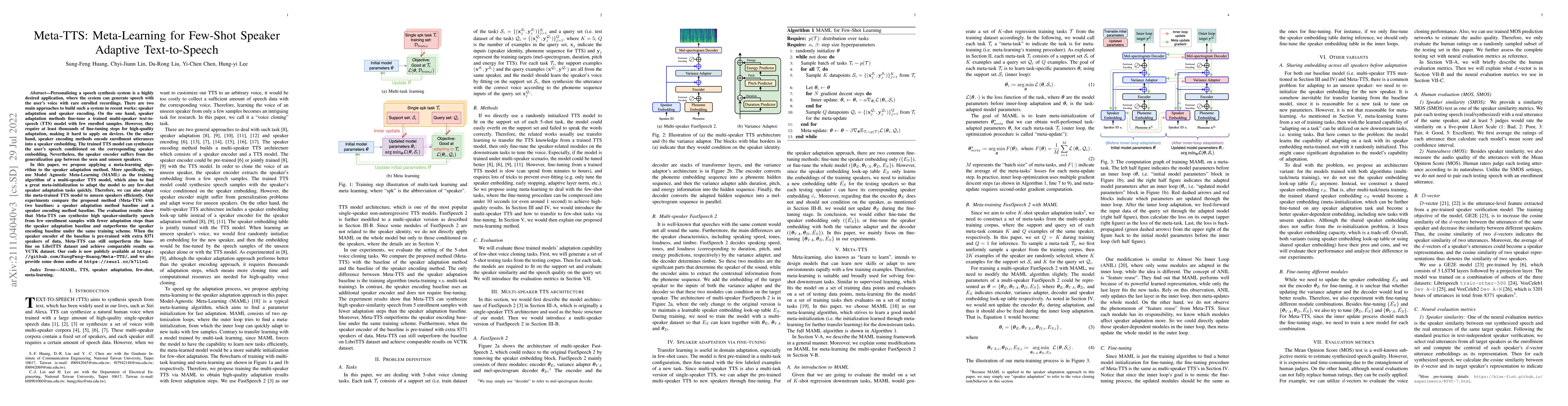 Thumbnail for Meta-TTS: Meta-Learning for Few-Shot Speaker Adaptive Text-to-Speech
