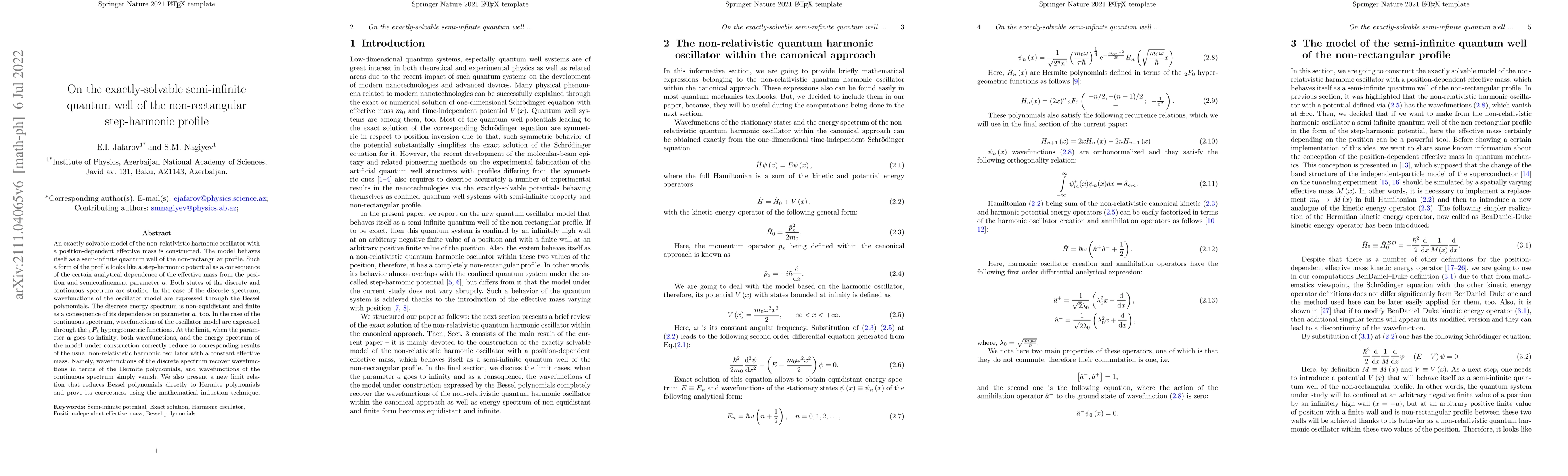 Thumbnail for On the exactly-solvable semi-infinite quantum well of the
  non-rectangular step-harmonic profile
