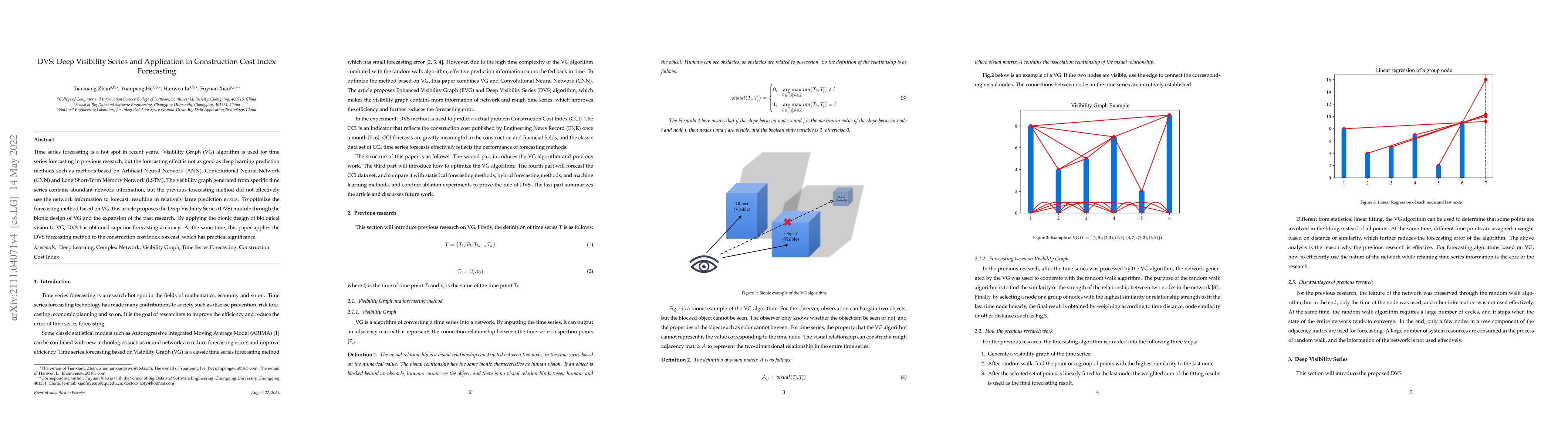 Thumbnail for DVS: Deep Visibility Series and its Application in Construction Cost
  Index Forecasting