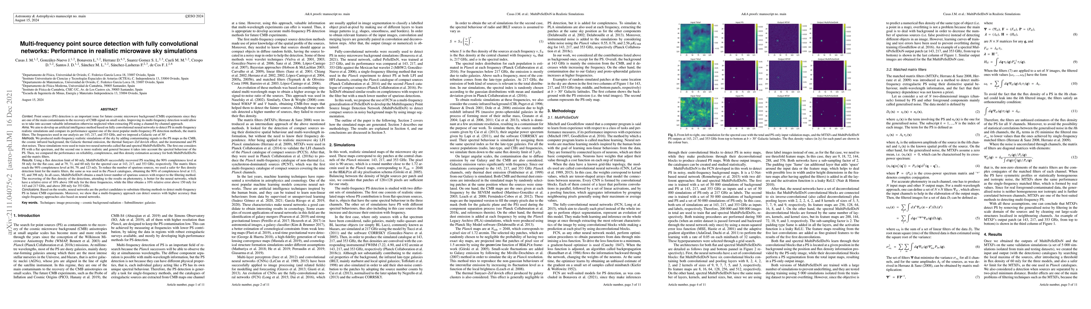 Thumbnail for Multi-frequency point source detection with fully convolutional
  networks: Performance in realistic microwave sky simulations