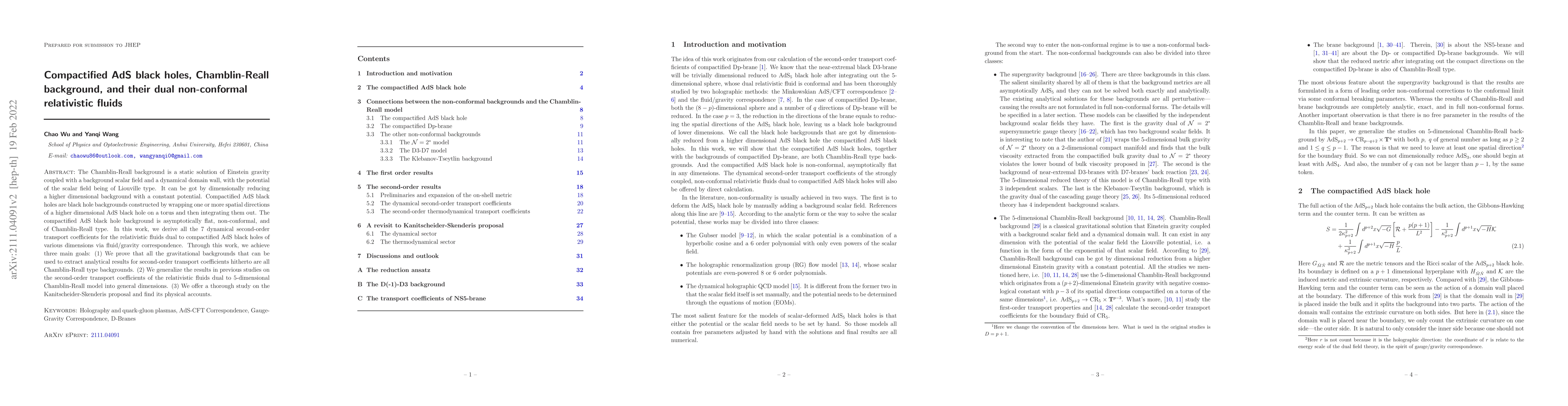 Thumbnail for Compactified AdS black holes, Chamblin-Reall background, and their dual
  non-conformal relativistic fluids