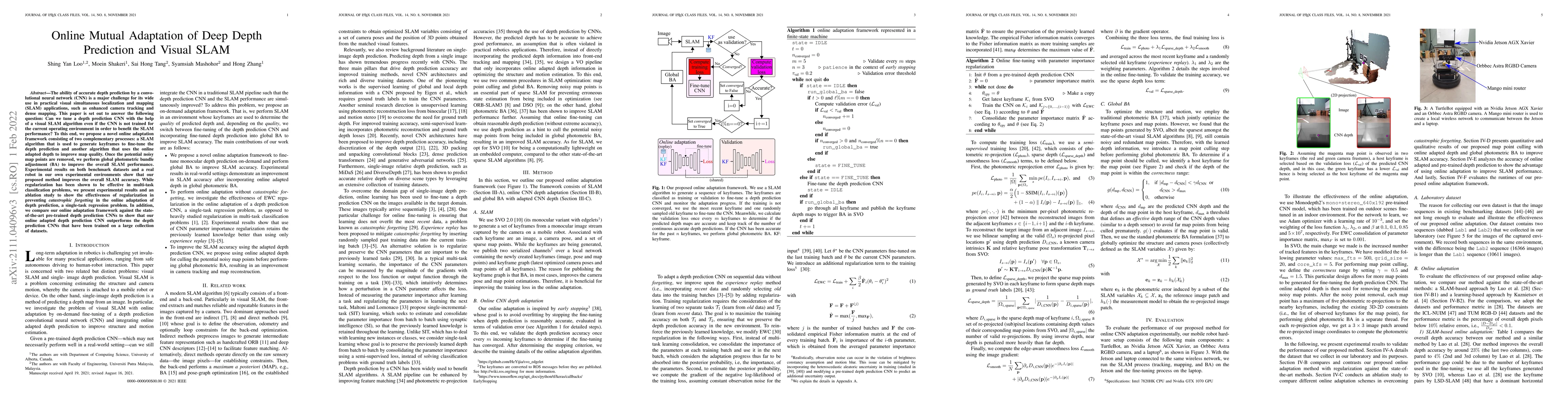 Thumbnail for Online Mutual Adaptation of Deep Depth Prediction and Visual SLAM