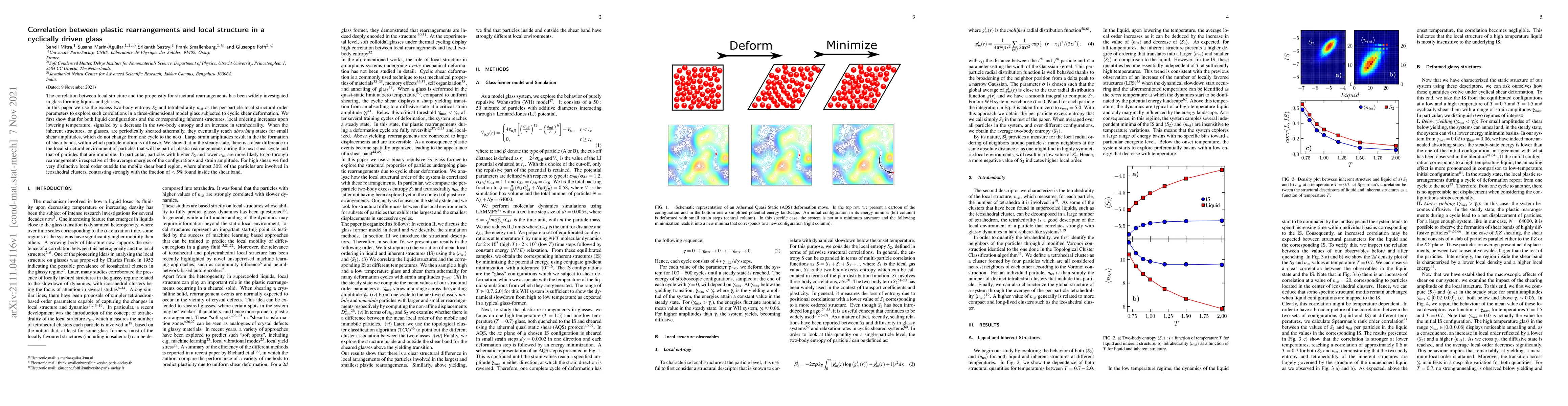 Thumbnail for Correlation between plastic rearrangements and local structure in a
  cyclically driven glass