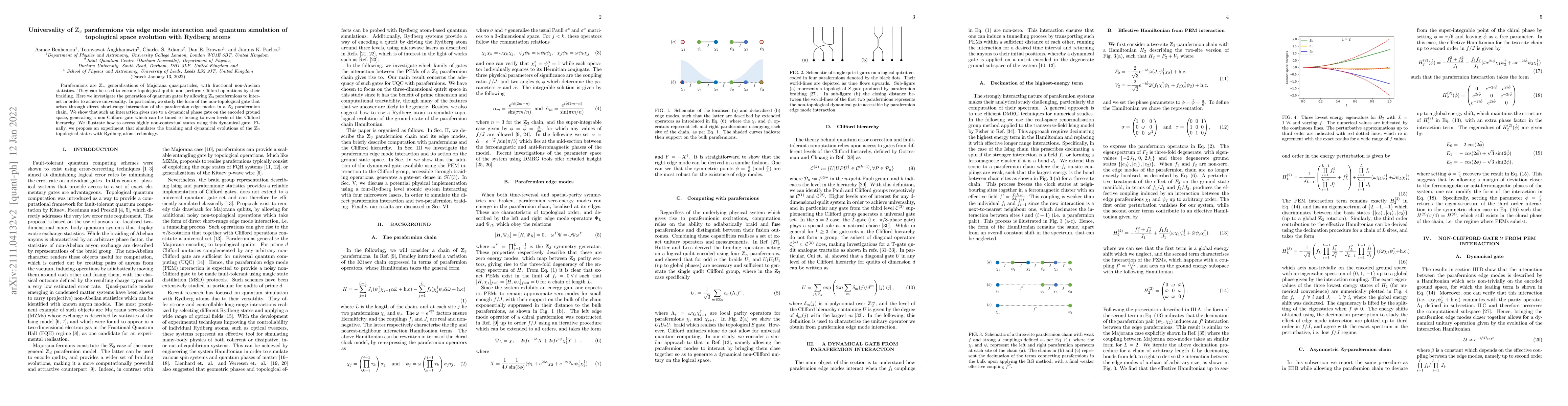 Thumbnail for Universality of Z3 parafermions via edge mode interaction and quantum
  simulation of topological space evolution with Rydberg atoms