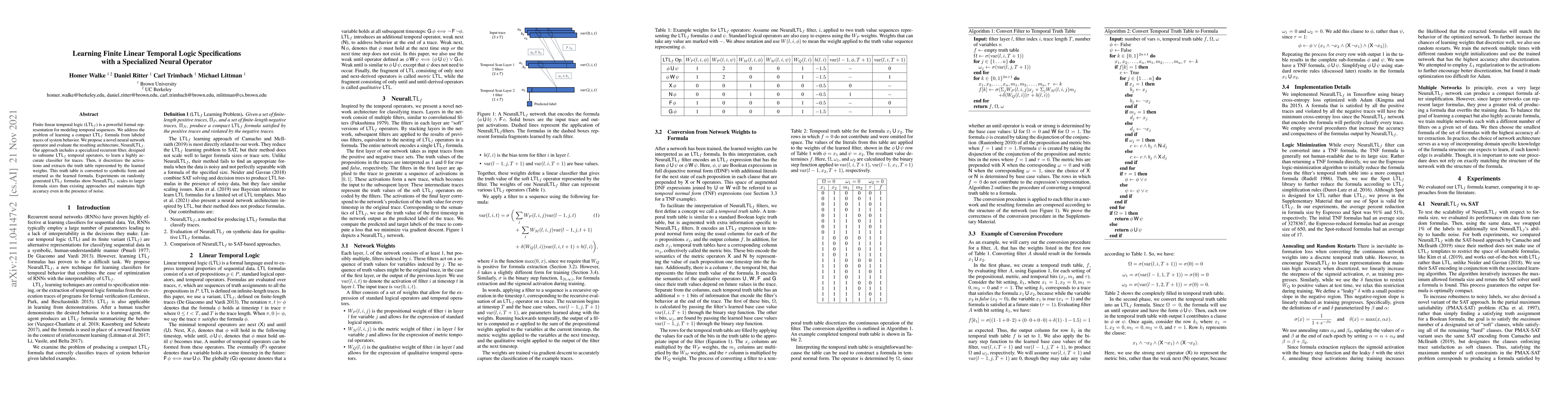 Thumbnail for Learning Finite Linear Temporal Logic Specifications with a Specialized
  Neural Operator