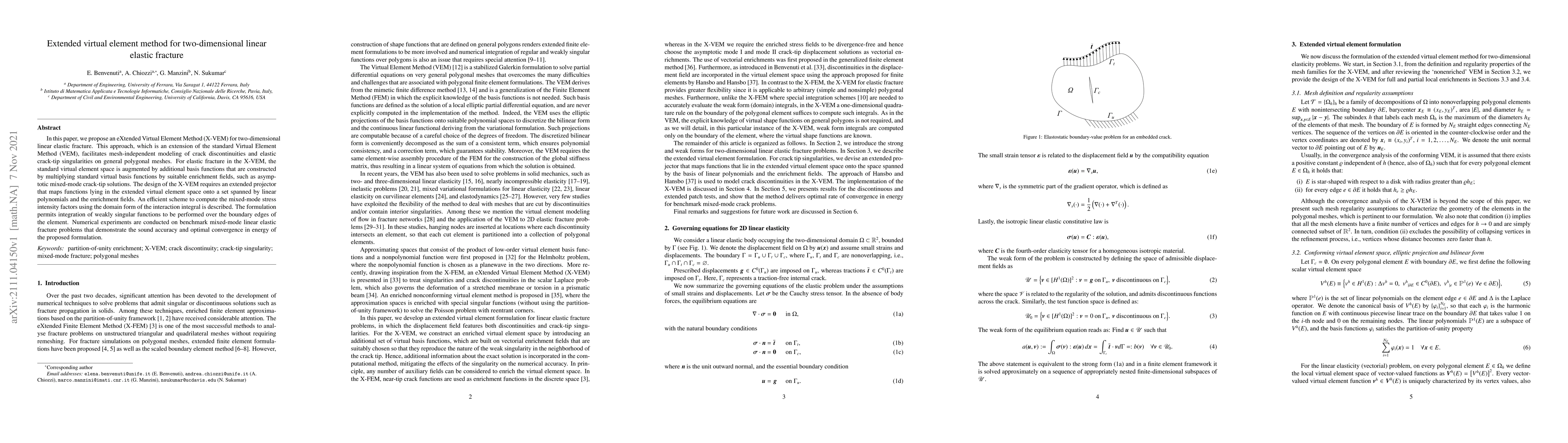 Thumbnail for Extended virtual element method for two-dimensional linear elastic
  fracture