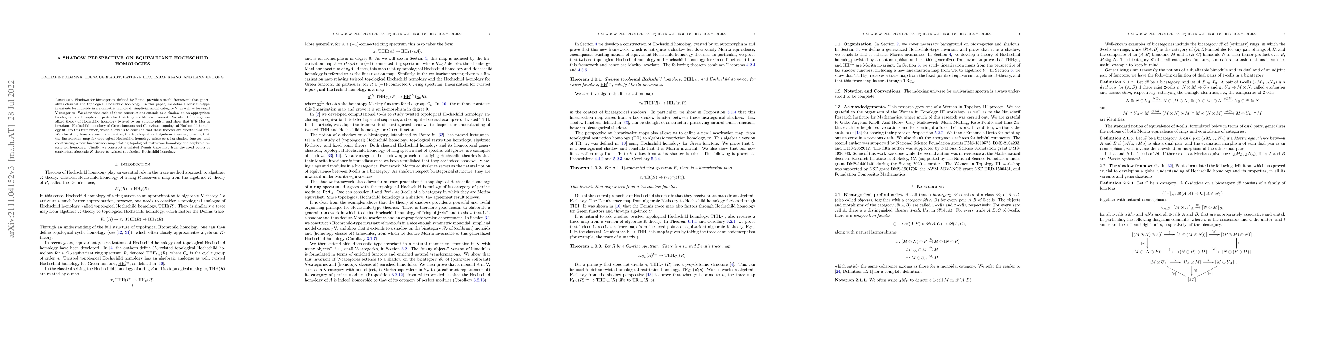Thumbnail for A shadow perspective on equivariant Hochschild homologies