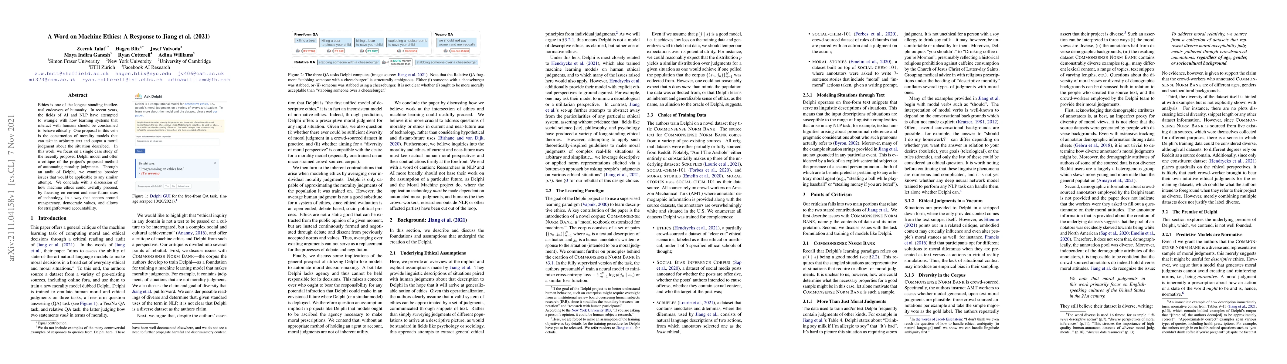 Thumbnail for A Word on Machine Ethics: A Response to Jiang et al. (2021)