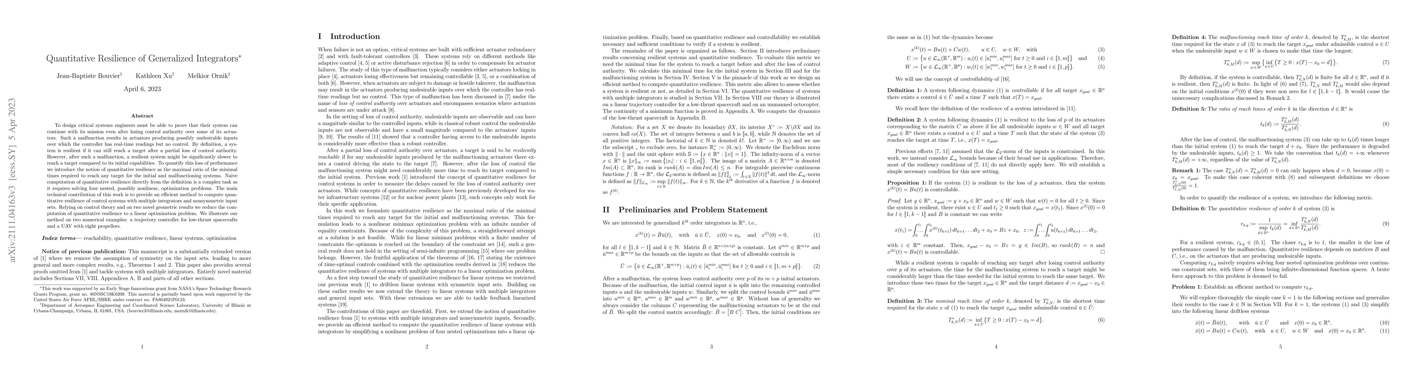 Thumbnail for Quantitative Resilience of Generalized Integrators