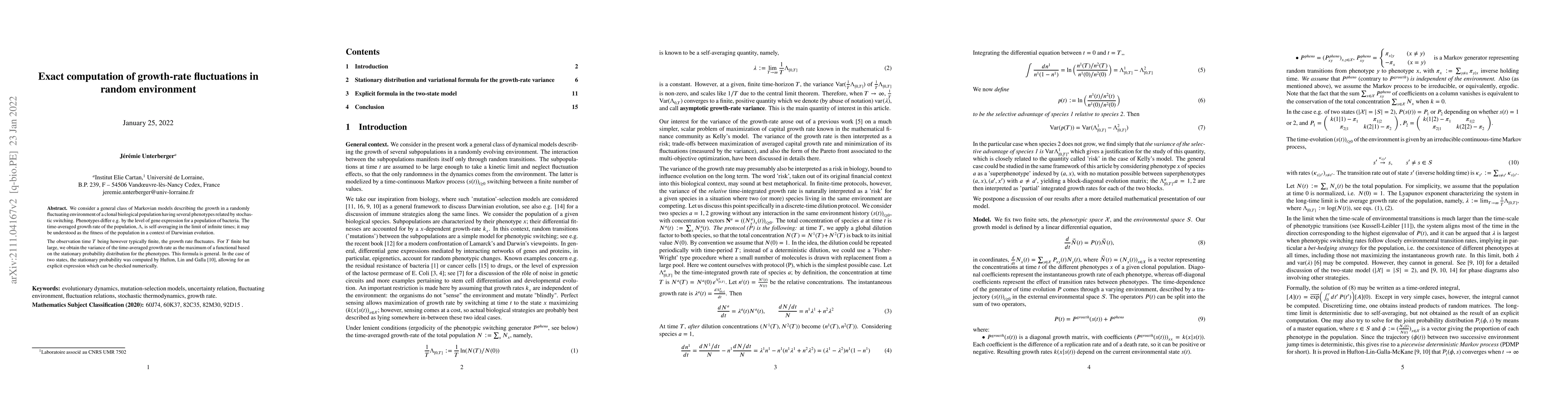 Thumbnail for Exact computation of growth-rate fluctuations in random environment