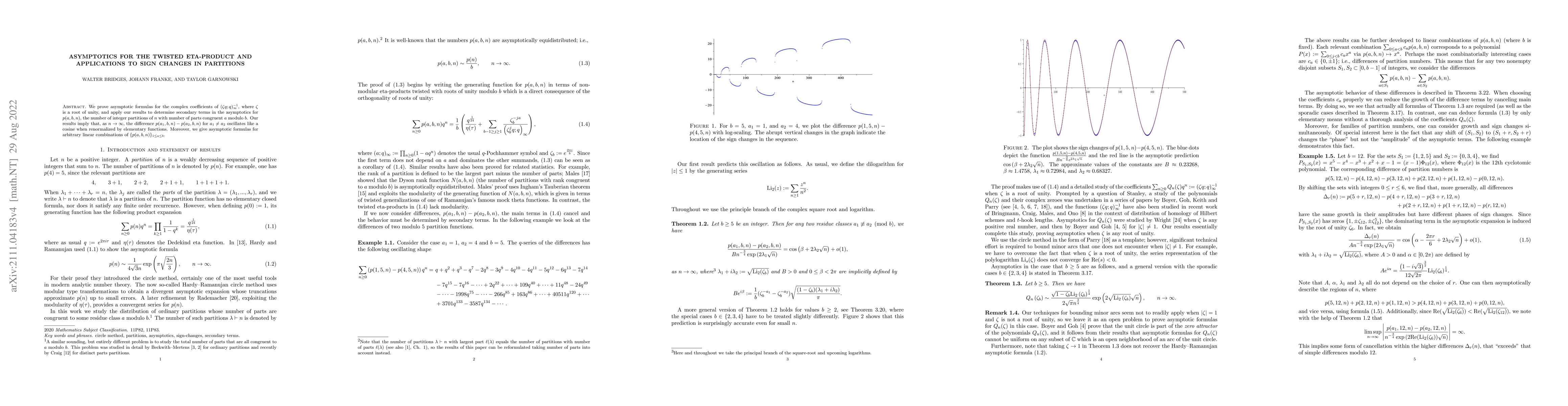Thumbnail for Asymptotics for the twisted eta-product and applications to sign changes
  in partitions