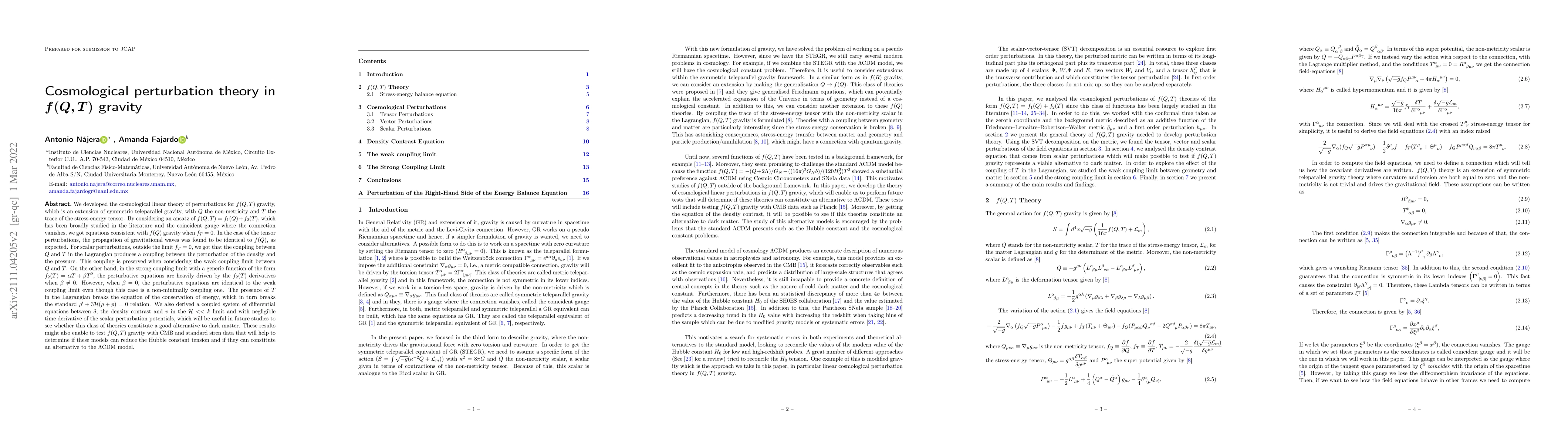 Thumbnail for Cosmological Perturbation Theory in $f(Q,T)$ Gravity
