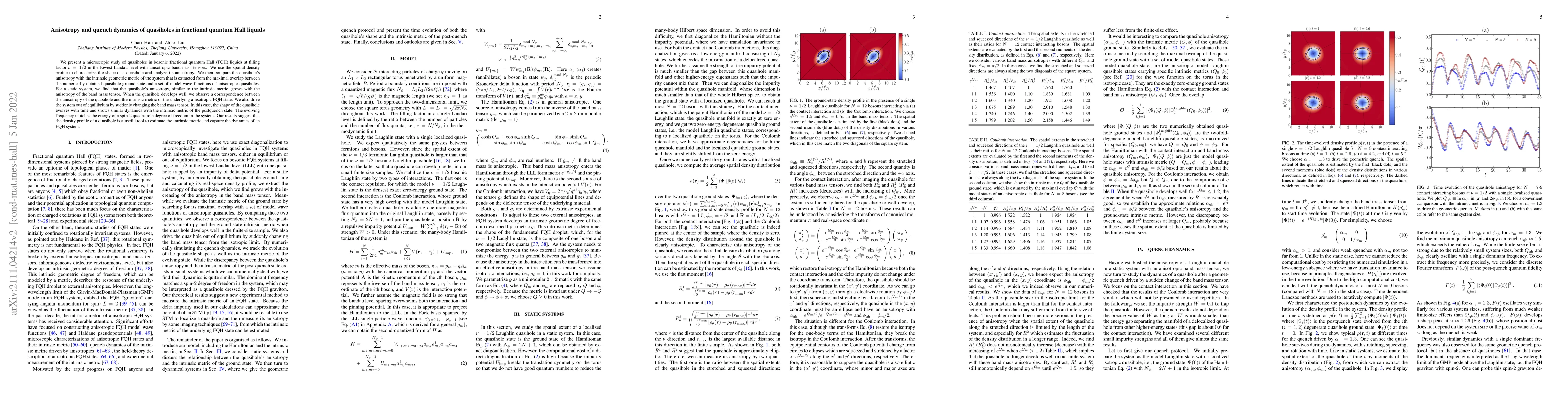 Thumbnail for Anisotropy and quench dynamics of quasiholes in fractional quantum Hall
  liquids