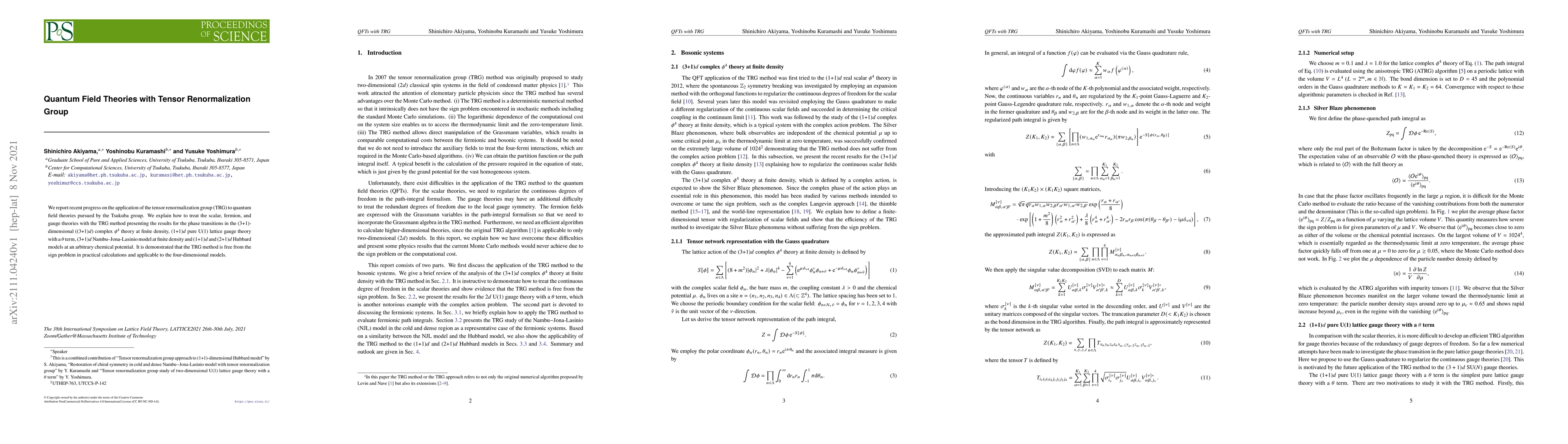 Thumbnail for Quantum Field Theories with Tensor Renormalization Group