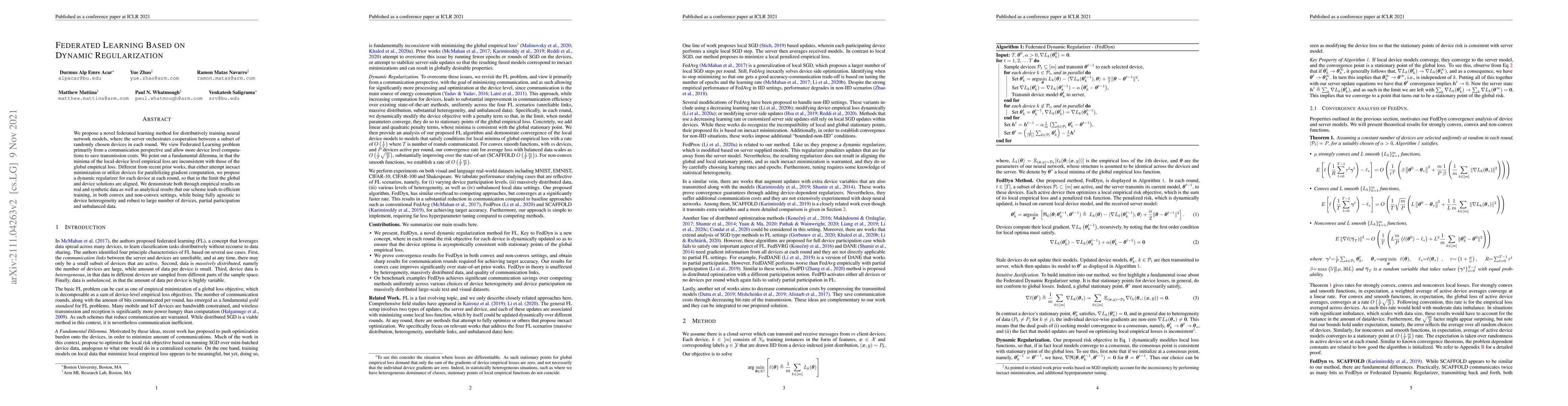 Thumbnail for Federated Learning Based on Dynamic Regularization